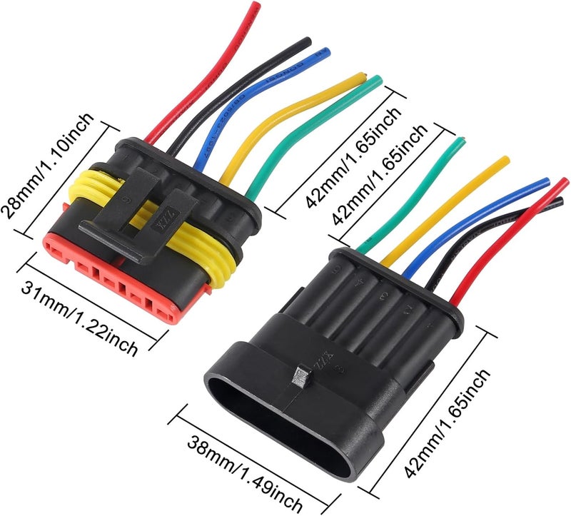 AiTrip 10 PACK 5 Pin Way Electrical Wire Connector Male Female Plug Socket Quick Disconnect Waterproof Plug Play for Car, Truck, Boat, and Other Wire Connections - Image 2